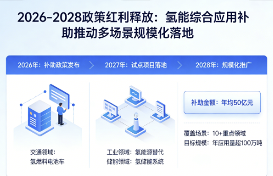 2026-2028政策红利释放：氢能综合应用补助推动多场景规?；涞? width=